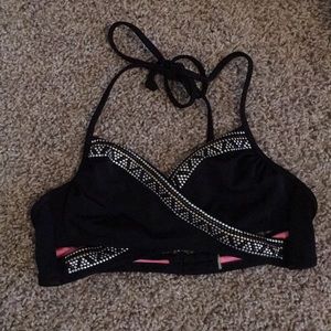 Silver/Gold/Black metallic trimmed Bikini Top